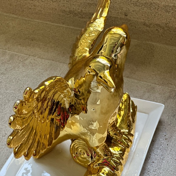 Gold Double-Headed Eagle Figurine tray base perfect for table or bookshelf, keys - Picture 5 of 10